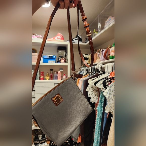 Dooney & Bourke Gray and Brown Crossbody Bag with Pebbled Texture - Picture 5 of 8